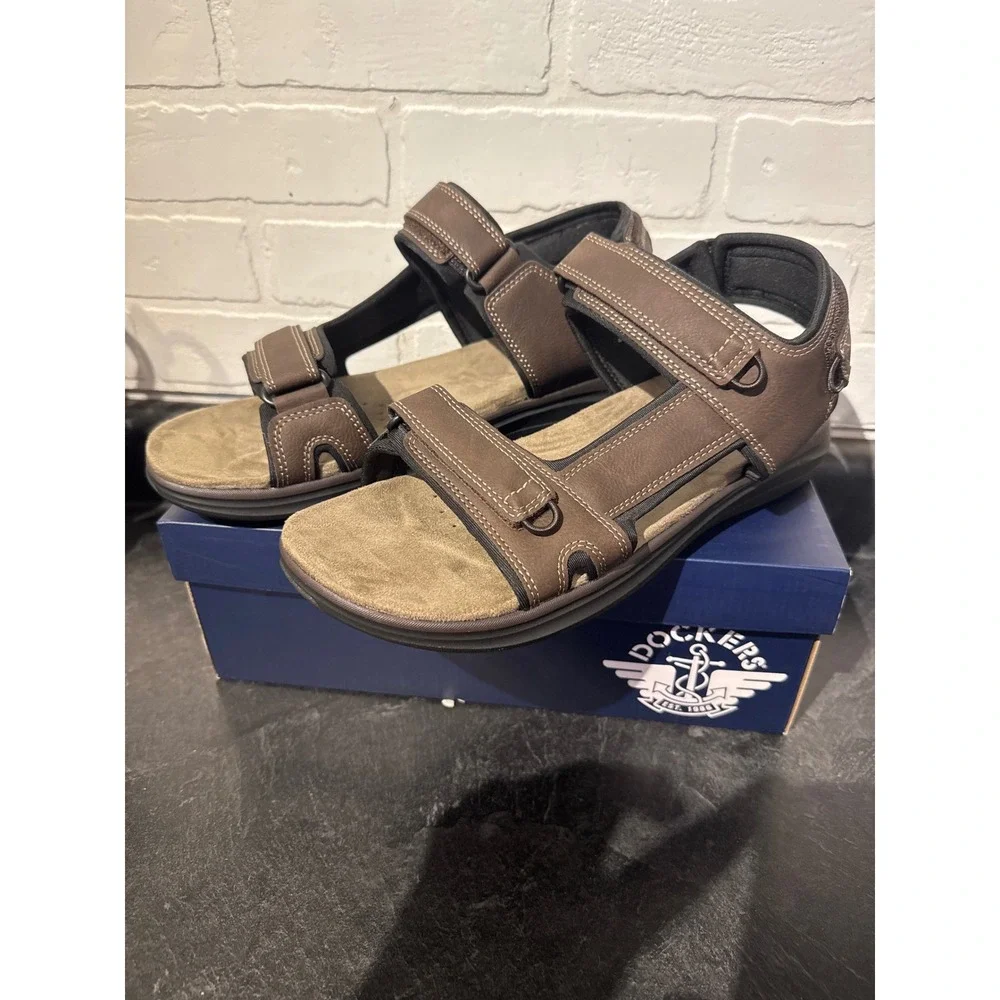 Dockers Supreme Comfort Mens Brown Adjustable Strap Sandals 90-22058 Size 12W